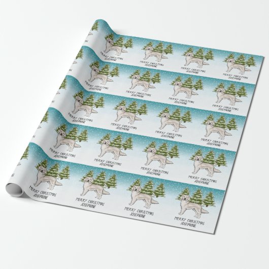 Goudkleurige Retriever Hond Kerstmis Aangepaste Te Cadeaupapier (Uitgerold)