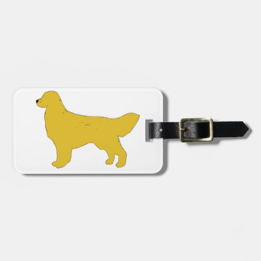 goudkleurige retriever kleur silhouet bagagelabel (Voorkant horizontaal)
