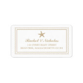 Goudkleurige sierlijke zeester | Postadres Etiket (Voorkant)