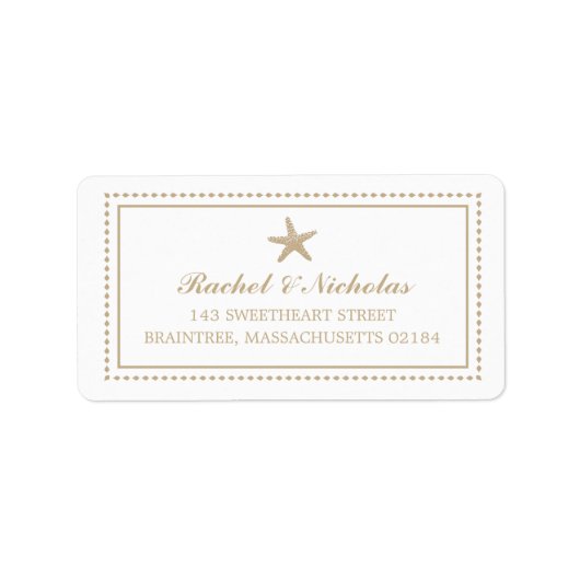Goudkleurige sierlijke zeester | Postadres Etiket (Voorkant)