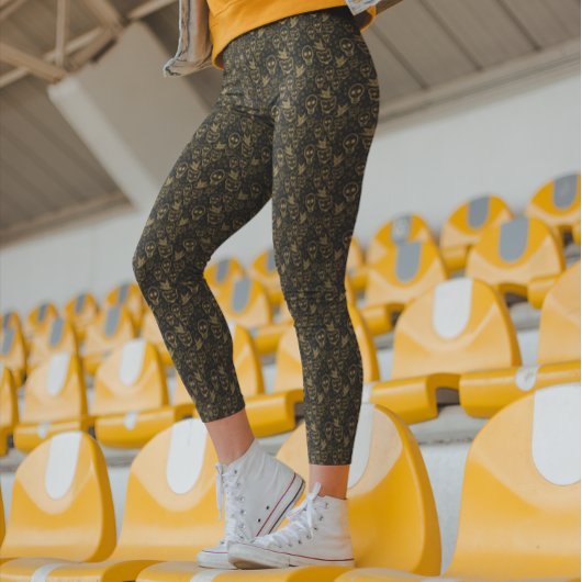 Goudkleurige suikerschedels van de Dag van de Dode Leggings