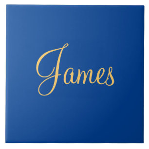 goudkleurige tekst op blauwe achtergrond, SJABLOON Tegeltje