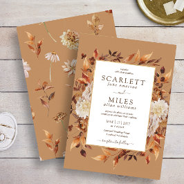 Goudkleurige Terracotta Aquarel Bloem Bruiloft Kaart