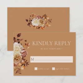 Goudkleurige Terracotta Aquarel Bloemige Bruiloft RSVP Kaartje
