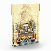 Goudkleurige Truck Vrolijk Kerstfeest Fotoblokken (Links)