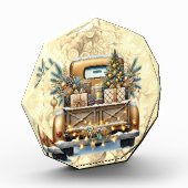 Goudkleurige  Truck Vrolijk Kerstfeest Fotoblokken (Links)