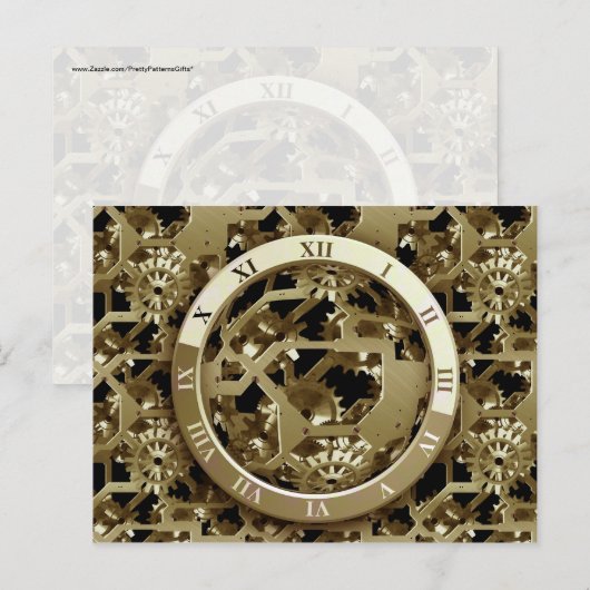 Goudklokken en tandwielen Steampunk Mechanische Gi Briefkaart (Voorkant / Achterkant)