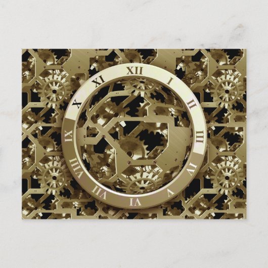 Goudklokken en tandwielen Steampunk Mechanische Gi Briefkaart (Voorkant)
