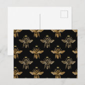 Goudkoningin bijen op zwart briefkaart (Voorkant / Achterkant)