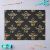 Goudkoningin bijen op zwarte lospagina tissuepapier (Craft)