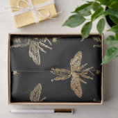 Goudkoningin bijen op zwarte lospagina tissuepapier (Geschenk)