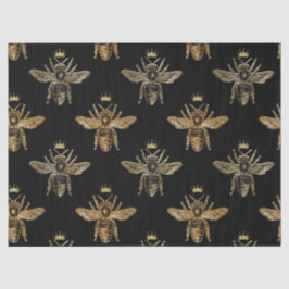 Goudkoningin bijen op zwarte lospagina tissuepapier