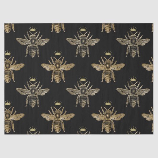 Goudkoningin bijen op zwarte lospagina tissuepapier (Voorkant)