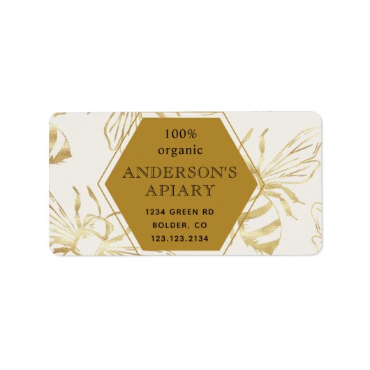 goudkoningin bijenbijenadres etiket (Voorkant)