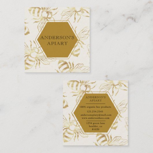  goudkoningin bijenbijenkoningvis vierkante visitekaartje (Voorkant / Achterkant)