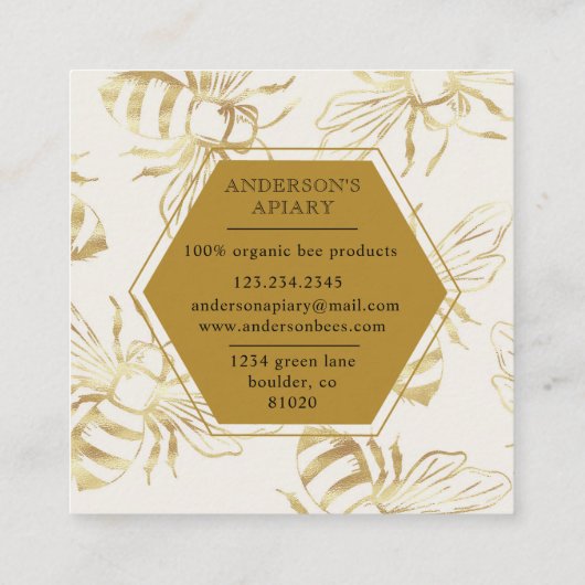  goudkoningin bijenbijenkoningvis vierkante visitekaartje (Achterkant)