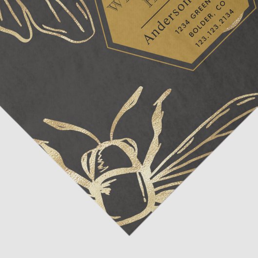  goudkoningin: bijenmonogram tissuepapier (Detail)