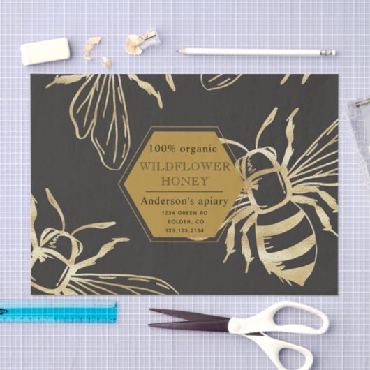  goudkoningin: bijenmonogram tissuepapier (Craft)