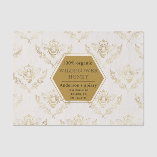  goudkoningin: bijenmonogram tissuepapier (Voorkant)