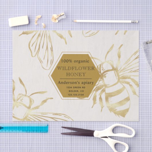  goudkoningin: bijenmonogram tissuepapier (Craft)