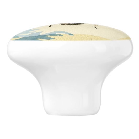 goudkoningin Blauwe Blauwe Bladeren Keramische Knop (Zijkant)