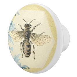 goudkoningin Blauwe Blauwe Bladeren Keramische Knop