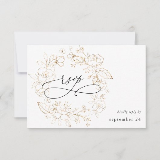 Goudkorrelige Floral op witte korrels RSVP 3 (Voorkant)