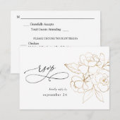 Goudkorrelige Floral op witte RSVP (Voorkant / Achterkant)