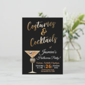 Goudkostuums en costaarten Drink Halloween Kaart (Staand voorkant)