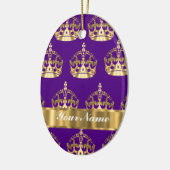 Goudkronen op paars keramisch ornament (Links)