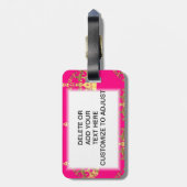 Goudkronen op roze warme roze bagagelabel (Achterkant verticaal)