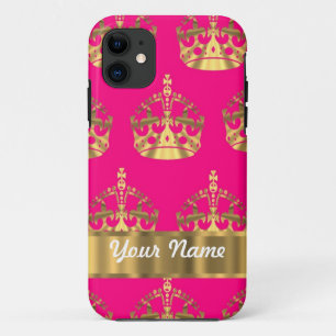 Goudkronen op roze warme roze Case-Mate iPhone case