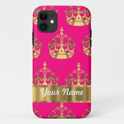 Goudkronen op roze warme roze Case-Mate iPhone case (Achterkant)