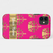 Goudkronen op roze warme roze Case-Mate iPhone case (Achterkant (horizontaal))