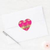 Goudkronen op roze warme roze hart sticker (Envelop)