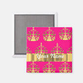 Goudkronen op roze warme roze magneet (Voorkant / Achterkant)