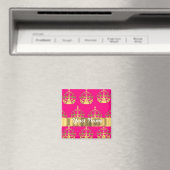 Goudkronen op roze warme roze magneet (Insitu (Vaatwasser))