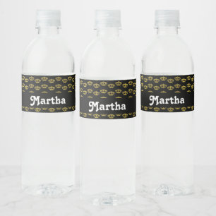 Goudkronen op zwart waterfles etiket