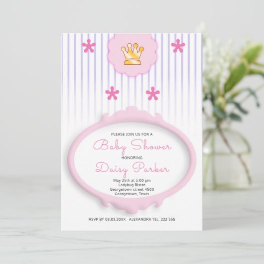 Goudkroon en Paarse Stripes Kaart (Staand voorkant)