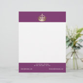Goudkroon op Paarse achtergrond Persoonlijk Briefhoofd (Staand voorkant)