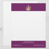 Goudkroon op Paarse achtergrond Persoonlijk Briefhoofd (Voorkant / Achterkant)