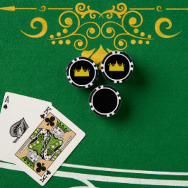 Goudkroon op zwart poker chips