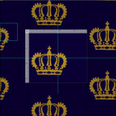 Goudkroon. Vintage. Blauw Stof (Delen)