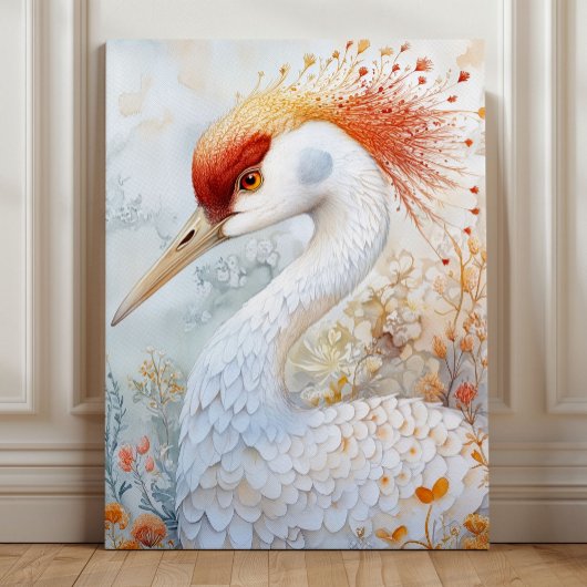 Goudkroonkraan Elegantie – Speelse Vogelkunst Canvas Afdruk