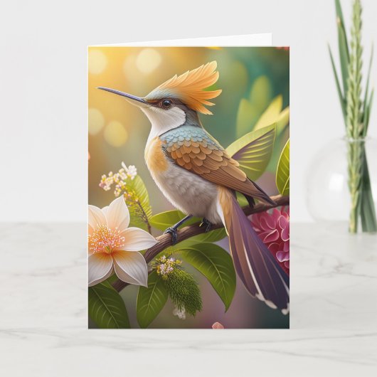 Goudkruin Honingeter Fantasie Vogel Kaart (Voorkant)