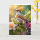 Goudkruin Honingeter Fantasie Vogel Kaart (Gele Bloem)