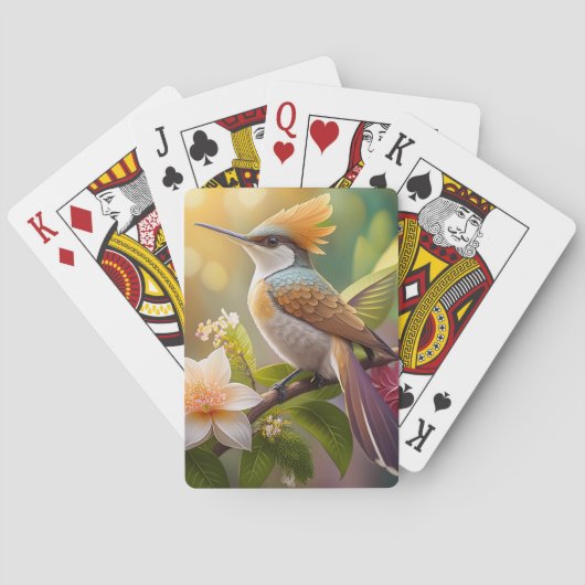 Goudkruin Honingeter Fantasie Vogel Pokerkaarten (Achterkant)