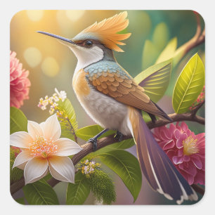 Goudkruin Honingeter Fantasie Vogel Vierkante Sticker