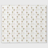 Goudkruis Eerste Heilige Communie Cadeaupapier (Vlak)