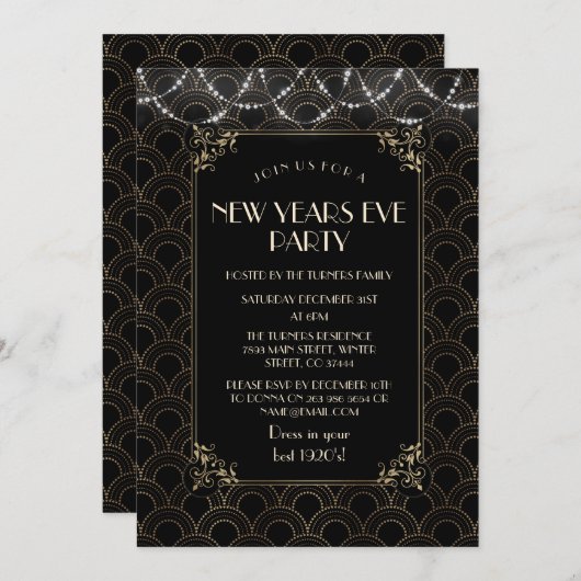  goudkunst Deco Fleur-de-lis Nieuwjaar Kaart (Voorkant / Achterkant)